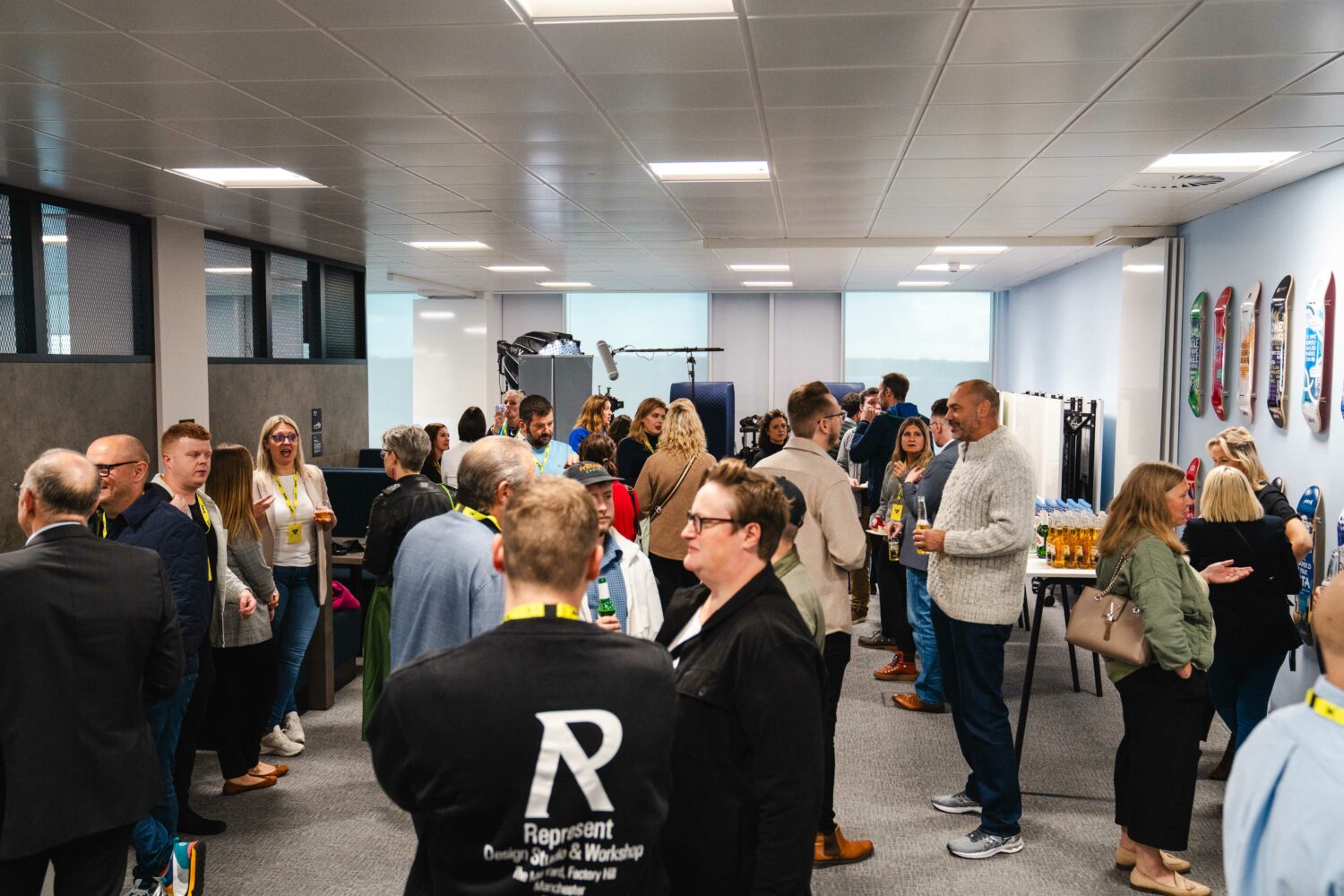 a crowd of people talking