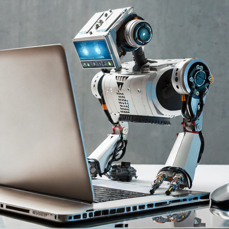 Blog Image 1 (Robot using laptop AI Image)