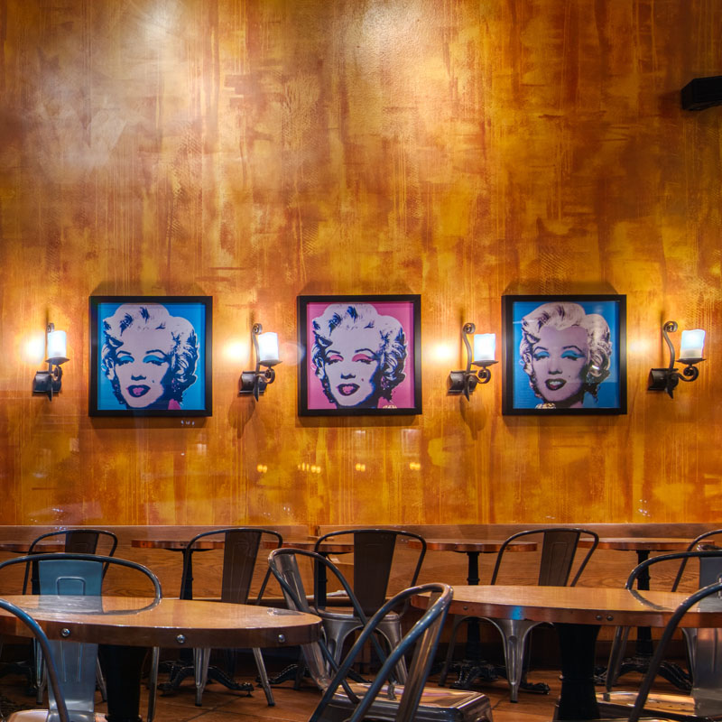 marilyn monroe pop art frame in cafe